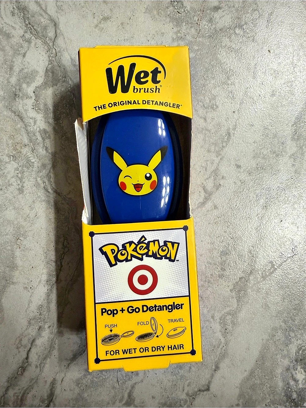 Wet Brush Pokémon Pop + Go Detangler Detangling Hair Brush Blue & Yellow NWT